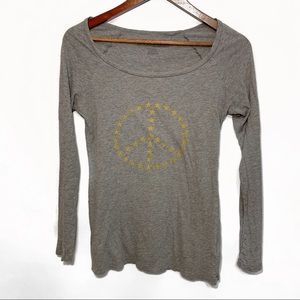 Norma Kamali Star Peace Sign LS Tee Size Small